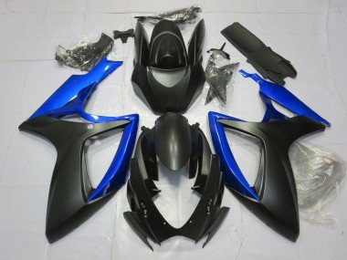 Azul Brillante & Negro Mate 06-07 GSXR 600-750 Carenados Moto