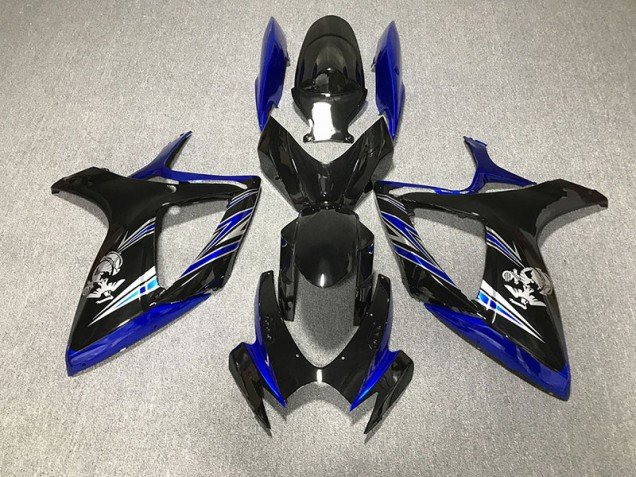 Azul Brillante & Negro Personalizado 06-07 GSXR 600-750 Carenados Moto