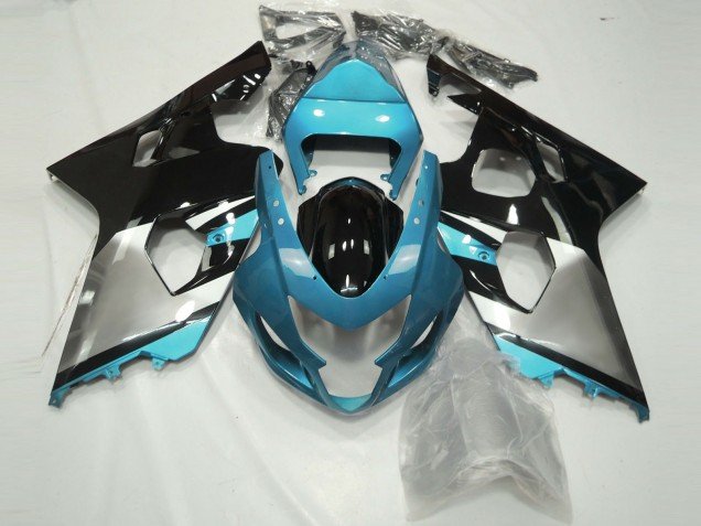 Azul Claro Plateado & Negro 04-05 GSXR 600-750 Carenados Moto