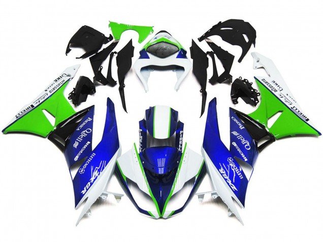 Azul Profundo Verde & Blanco 09-12 ZX6R Carenados Moto