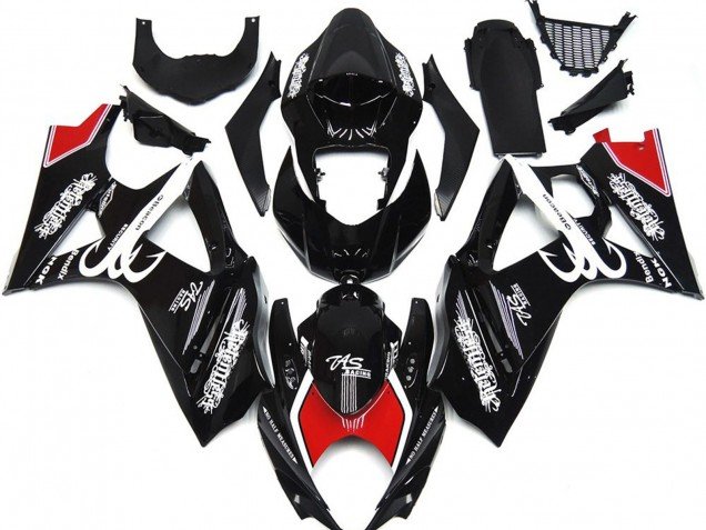 Blanco & Negro Con Rojo 07-08 GSXR 1000 Carenados Moto