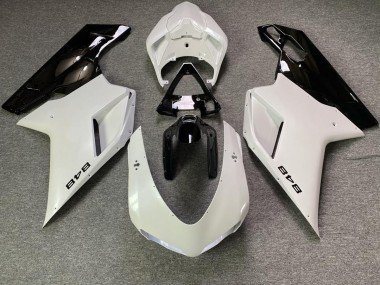 Blanco Perla & Negro 07-14 Ducati 848 1098 1198 Carenados Moto