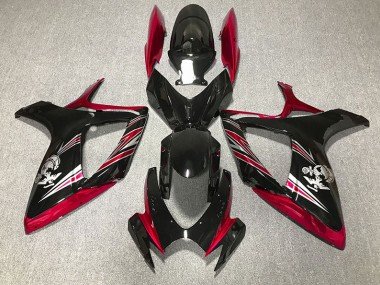 Diseño Rojo Brillante & Negro 06-07 GSXR 600-750 Carenados Moto