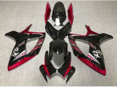 Diseño Rojo Brillante & Negro 06-07 GSXR 600-750 Carenados Moto