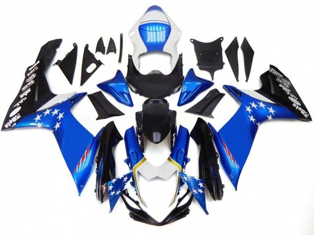 Estilo Azul Con Estrellas Rojas 11-24 GSXR 600-750 Carenados Moto