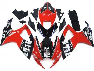 Logotipos Rojos & Negros Personalizados 06-07 GSXR 600-750 Carenados Moto