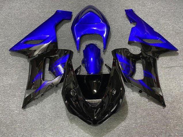 Negro Brillante & Azul 05-06 ZX6R Carenados Moto