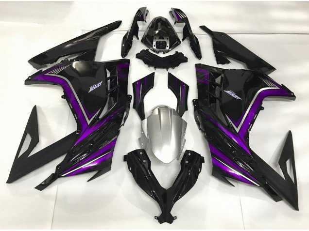 Negro Brillante & Morado 13-18 Ninja 300 Carenados Moto