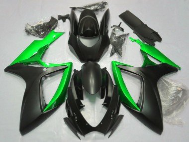 Negro Mate & Verde 06-07 GSXR 600-750 Carenados Moto