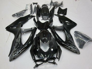 Plata & Negro 08-10 GSXR 600-750 Carenados Moto