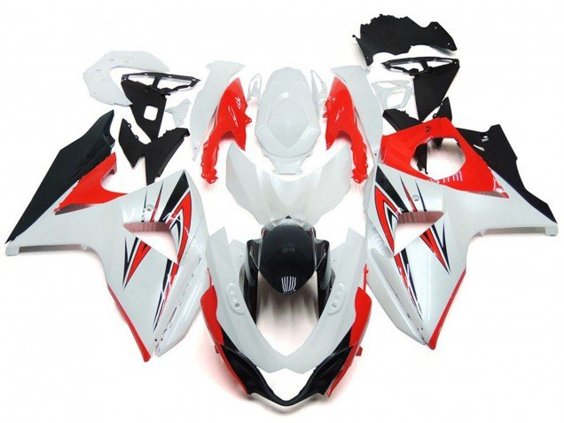 Rojo Brillante Con Estilo Personalizado En Blanco & Negro 09-16 GSXR 1000 Carenados Moto