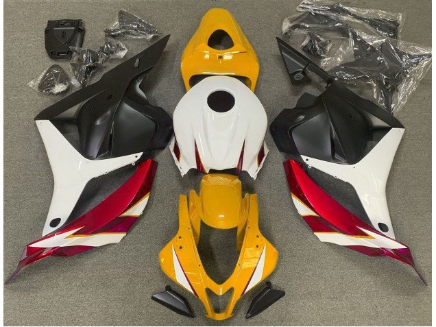 Rojo Brillo Blanco & Amarillo 09-12 CBR600RR Carenados Moto