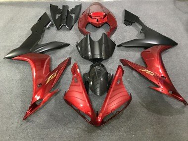 Rojo Granate & Estilo Fibra De Carbono 04-06 R1 Carenados Moto