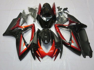 Rojo Intenso Negro 06-07 GSXR 600-750 Carenados Moto