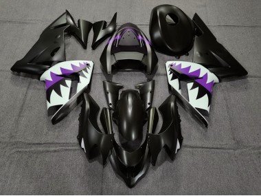 Tiburón Negro Mate & Morado 04-05 ZX10R Carenados Moto