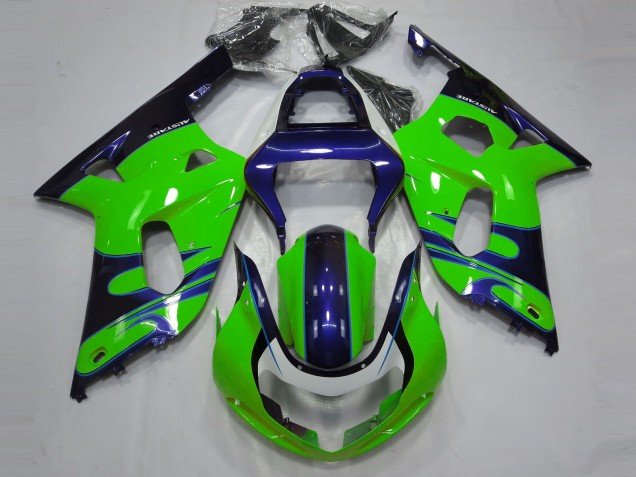 Verde Brillante & Azul 01-03 GSXR 600-750 Carenados Moto